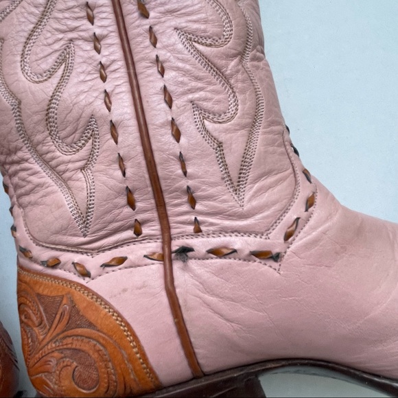 Back at The Ranch Santa Fe Saddle 12” Calf Skin Tooled Western Cowboy Boots Sz 6 - Picture 10 of 13